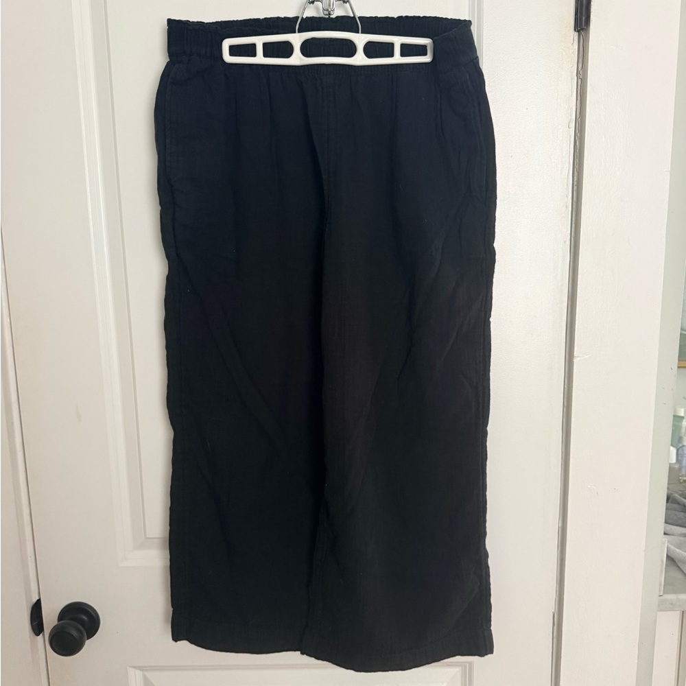 Old Navy Black wide leg linen pants with Elastic Waist